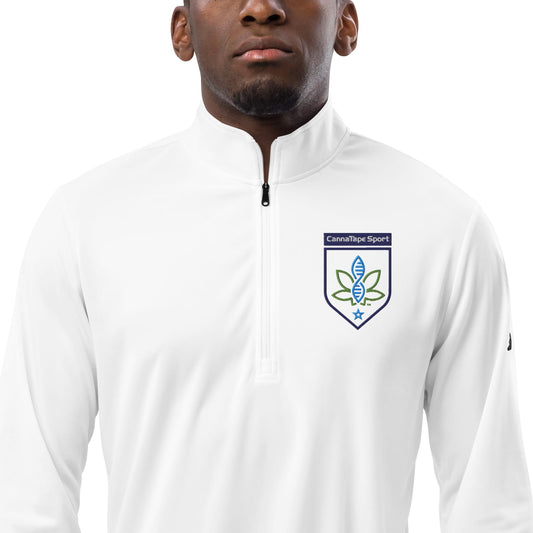 CannaTape Sport EMBROIDERY Summit, Quarter-Zip Pullover — Adidas® Performance Layer Transdermal CBD best for pain and sore