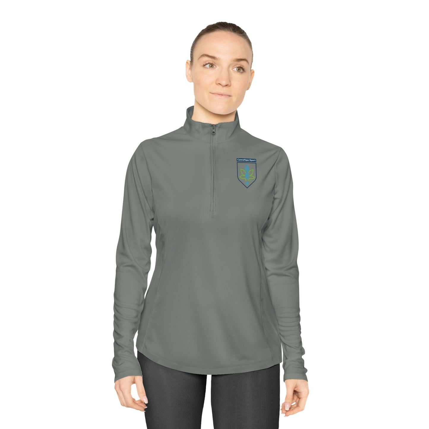 Printify Long-sleeve CannaTape Sport Ladies Quarter-Zip Forged Pullover Transdermal CBD best for pain and sore