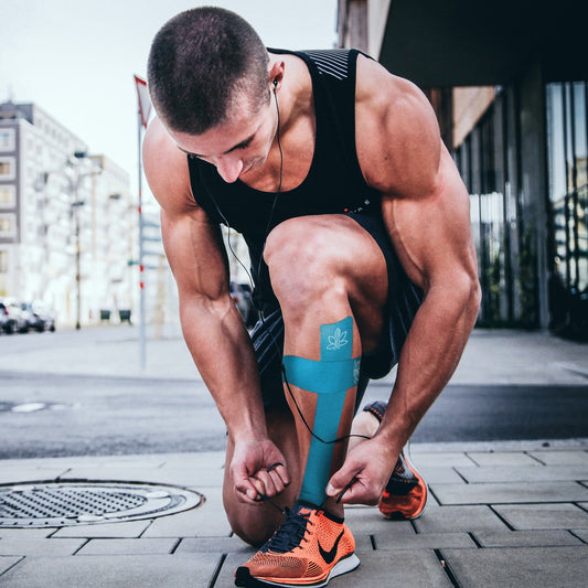 CannaTape Sport pain relief is the best natural way to fight soreness and inflammation from running and jogging. The best tape CBD Kinesiology tape including CBD and menthol help soothe aching muscles and relieve back, neck, shoulder, knee, ankle pain with easy application instructions.