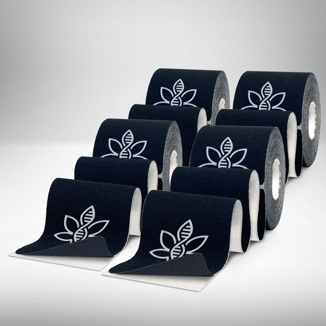 CannaTape Sport Exercise & Fitness Series 2: Case - 20 Rolls, CannaTape Sport CBD + Kinesiology Black Tape Transdermal CBD best for pain and sore