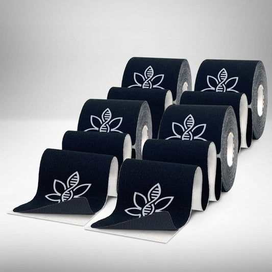 CannaTape Sport Exercise & Fitness Series 2: Case - 20 Rolls, CannaTape Sport CBD + Kinesiology Black Tape Transdermal CBD best for pain and sore