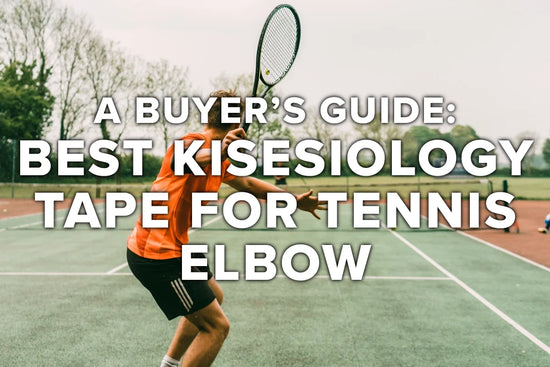 Racquet athlete choosing kinesiology tape for the outer forearm and elbow