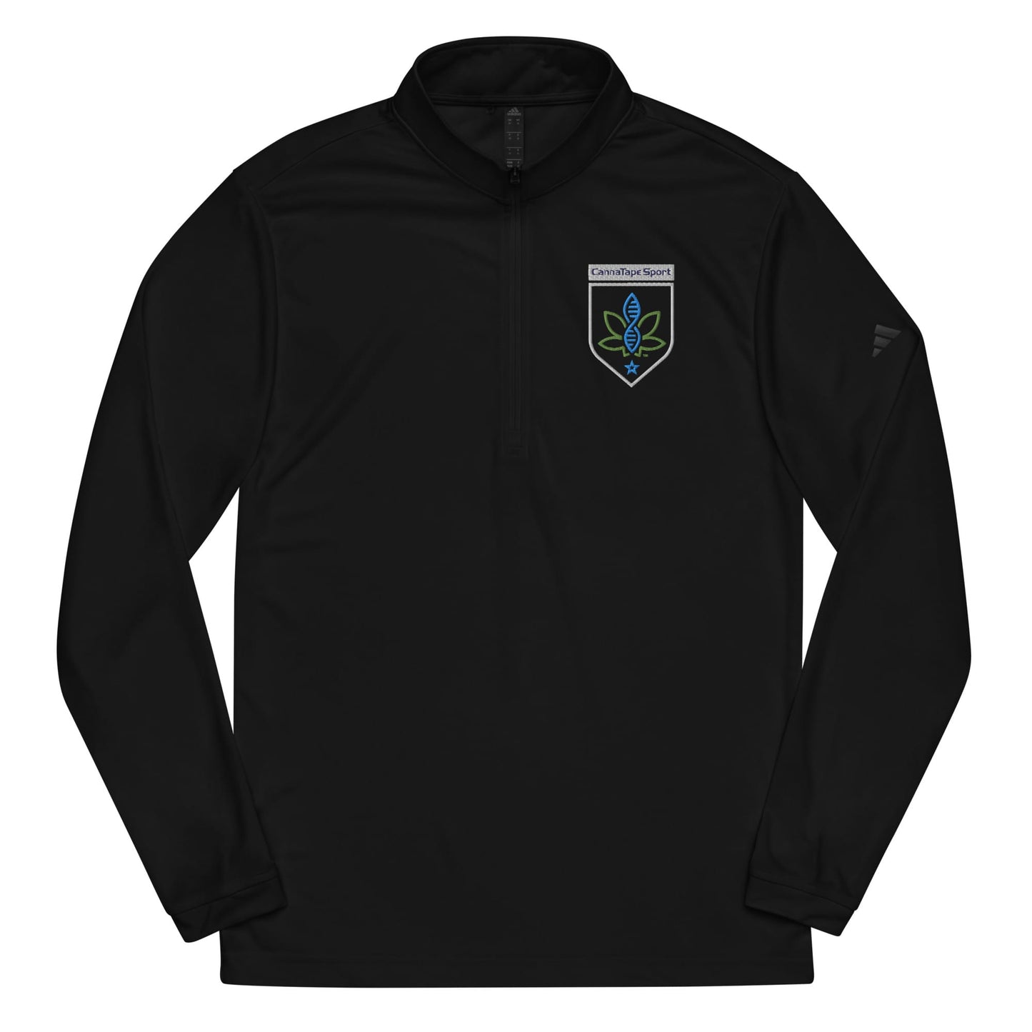 CannaTape Sport EMBROIDERY Deep Current, Quarter-Zip Pullover — Adidas® Performance Layer Transdermal CBD best for pain and sore