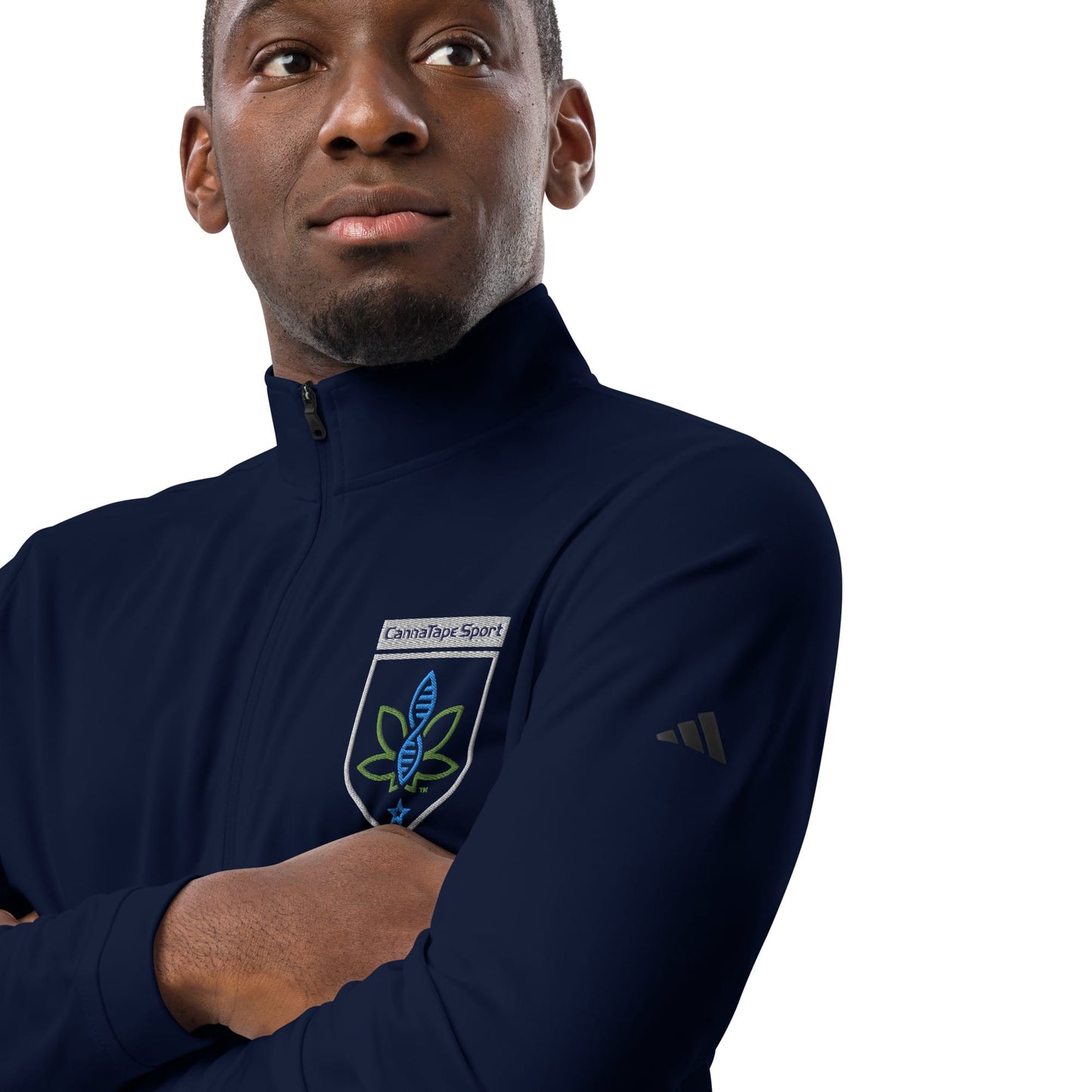 CannaTape Sport EMBROIDERY Midnight, Quarter-Zip Pullover — Adidas® Performance Layer Transdermal CBD best for pain and sore