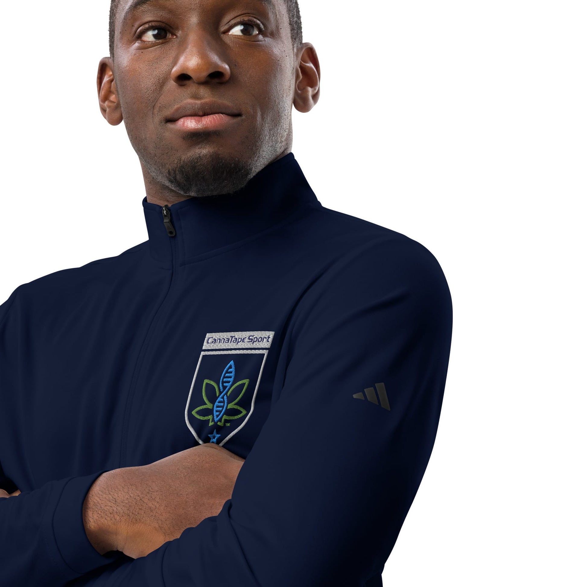 CannaTape Sport EMBROIDERY Midnight, Quarter-Zip Pullover — Adidas® Performance Layer Transdermal CBD best for pain and sore