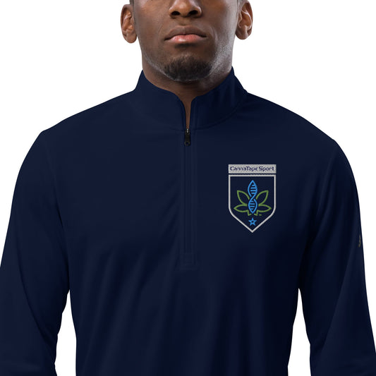 CannaTape Sport EMBROIDERY Midnight, Quarter-Zip Pullover — Adidas® Performance Layer Transdermal CBD best for pain and sore