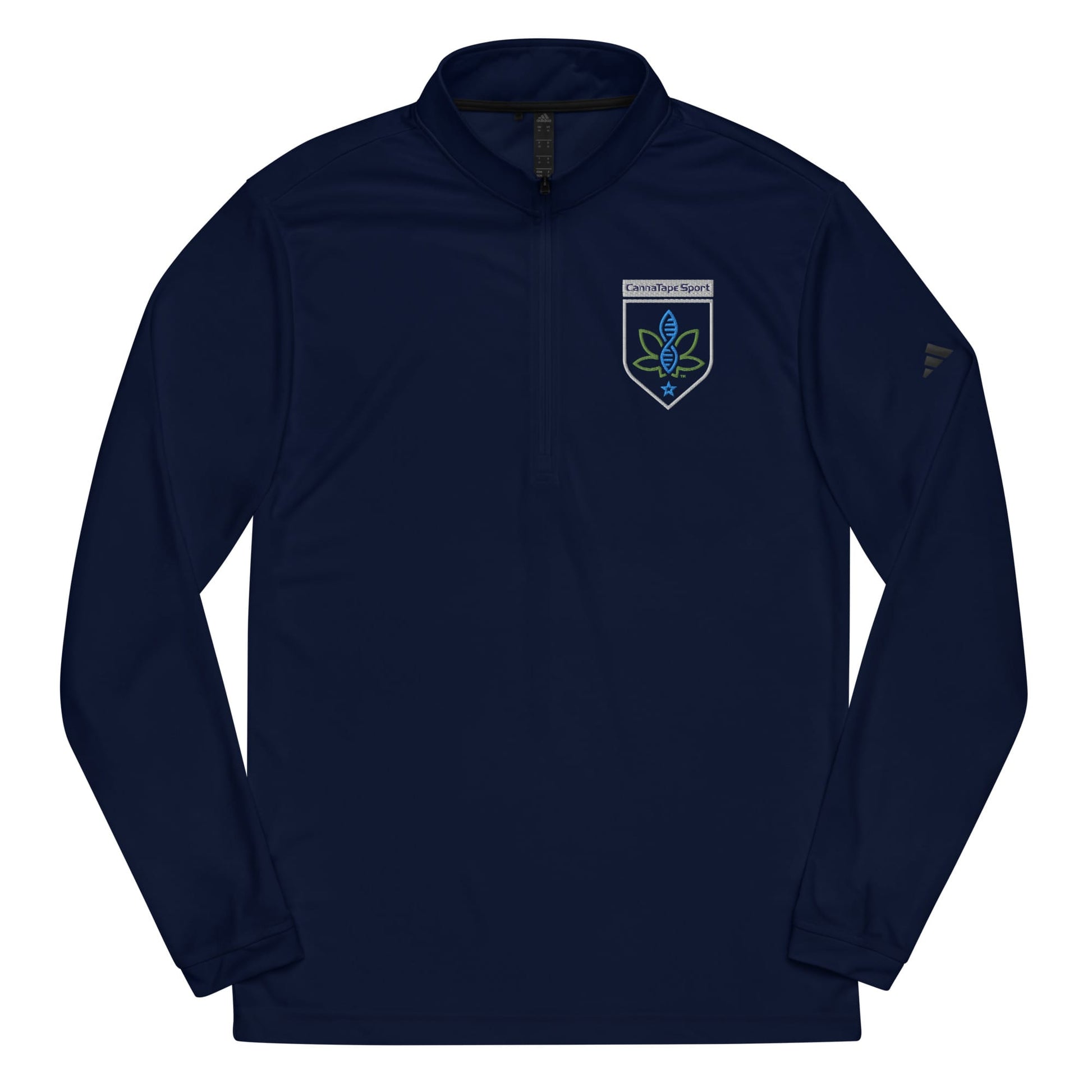 CannaTape Sport EMBROIDERY Midnight, Quarter-Zip Pullover — Adidas® Performance Layer Transdermal CBD best for pain and sore