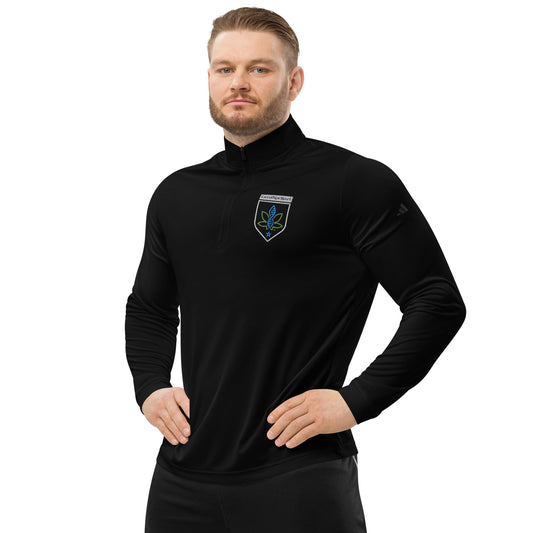 CannaTape Sport EMBROIDERY S Deep Current, Quarter-Zip Pullover — Adidas® Performance Layer Transdermal CBD best for pain and sore