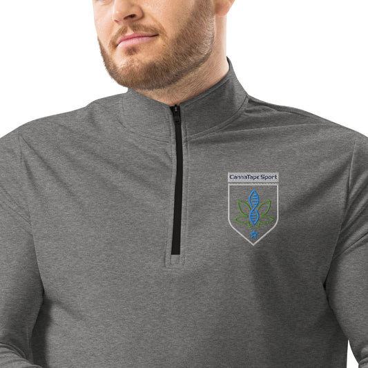 CannaTape Sport EMBROIDERY Steel, Quarter-Zip Pullover — Adidas® Performance Layer Transdermal CBD best for pain and sore