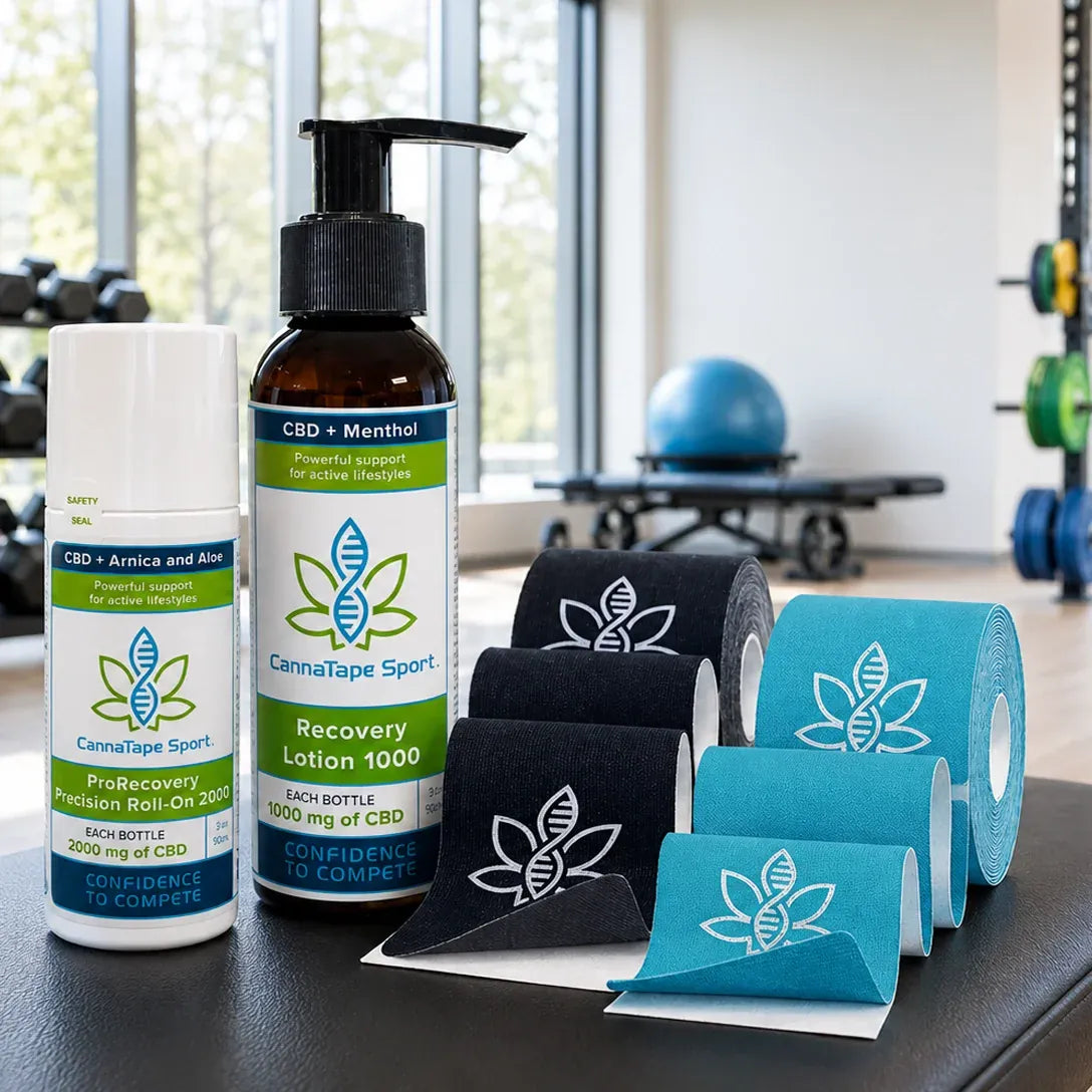 CannaTape Sport Exercise & Fitness Complete Recovery Kit Transdermal CBD best for pain and sore