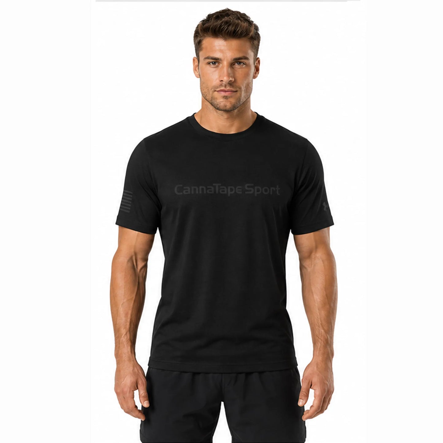 CannaTape Sport T-Shirt CannaTape Sport, Pinnacle Training Tee — Blackout | Under Armour® Performance Shirt Transdermal CBD best for pain and sore