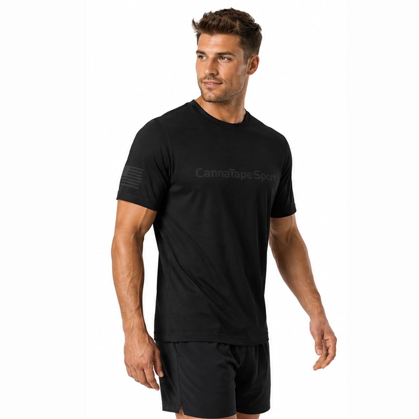 CannaTape Sport T-Shirt CannaTape Sport, Pinnacle Training Tee — Blackout | Under Armour® Performance Shirt Transdermal CBD best for pain and sore