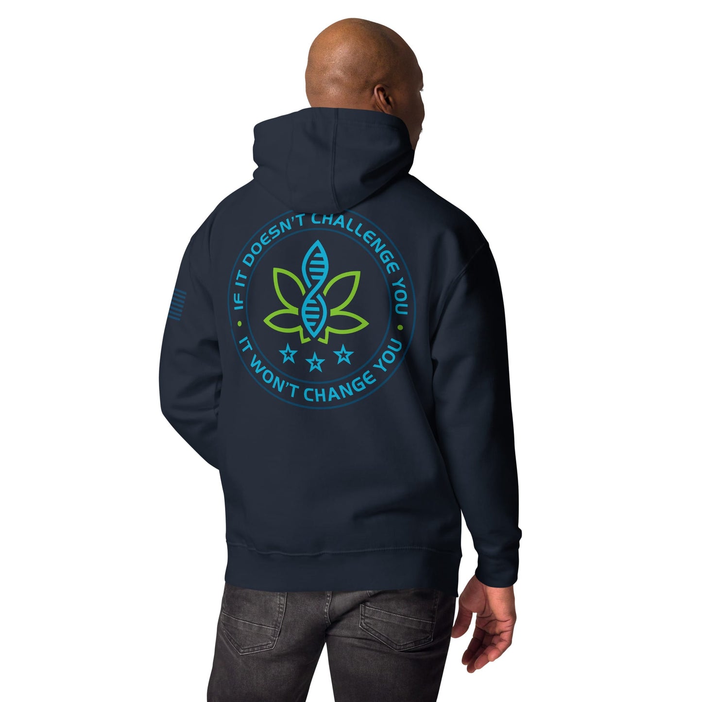 CannaTape Sport T-SHIRT CannaTape Sport, Resolve Hoodie — Deep Current | Navy Graphic Pullover Hoodie Transdermal CBD best for pain and sore