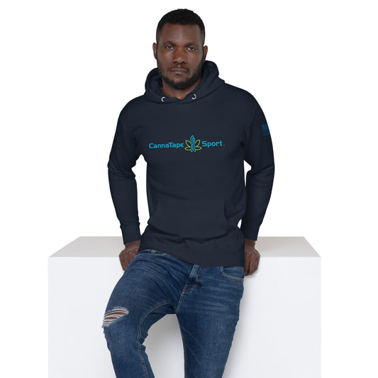 CannaTape Sport T-SHIRT CannaTape Sport, Resolve Hoodie — Deep Current | Navy Graphic Pullover Hoodie Transdermal CBD best for pain and sore