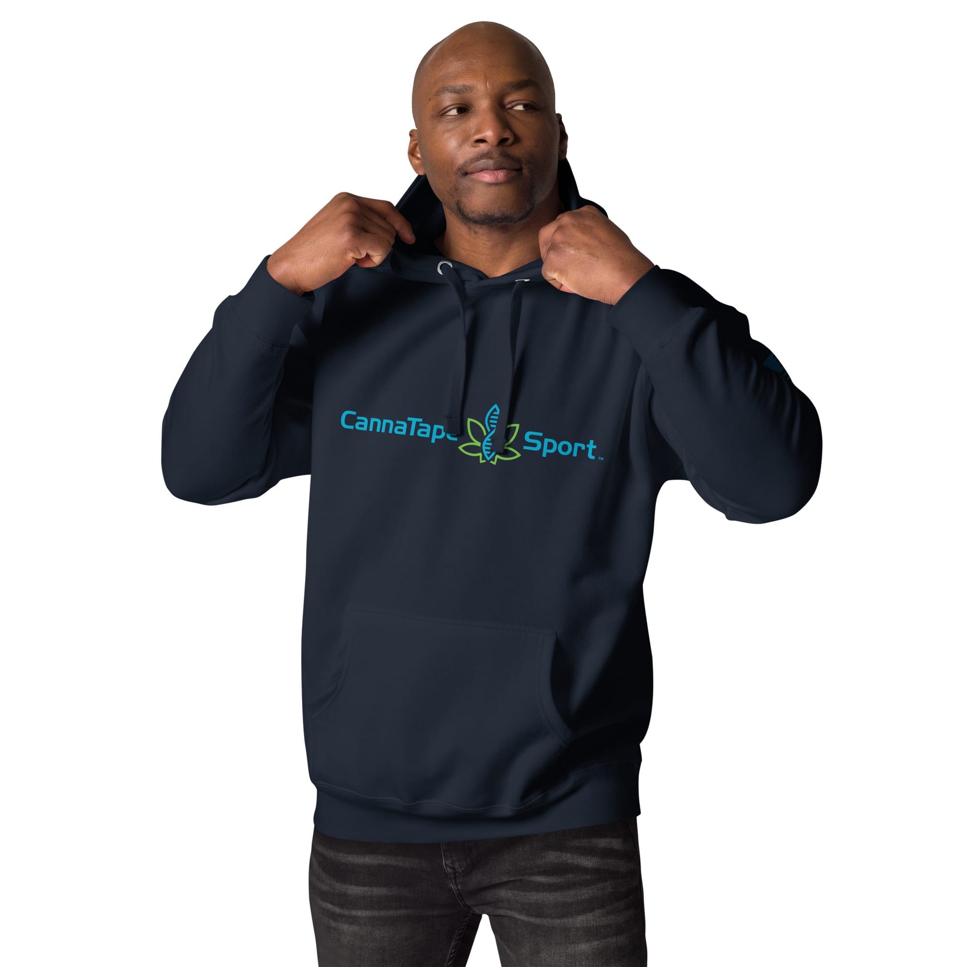 CannaTape Sport T-SHIRT S CannaTape Sport, Resolve Hoodie — Deep Current | Navy Graphic Pullover Hoodie Transdermal CBD best for pain and sore