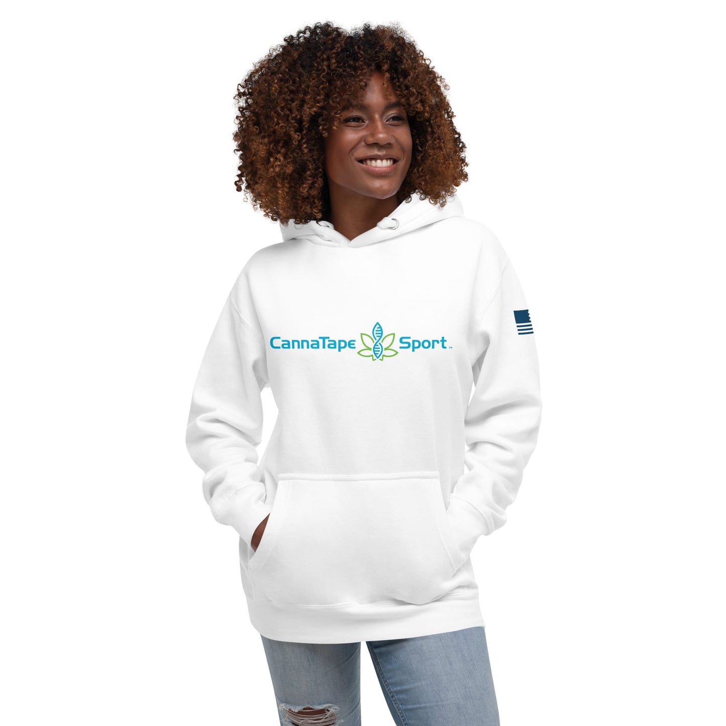 CannaTape Sport T-SHIRT S CannaTape Sport, Resolve Hoodie — Glacier | White Graphic Pullover Hoodie Transdermal CBD best for pain and sore
