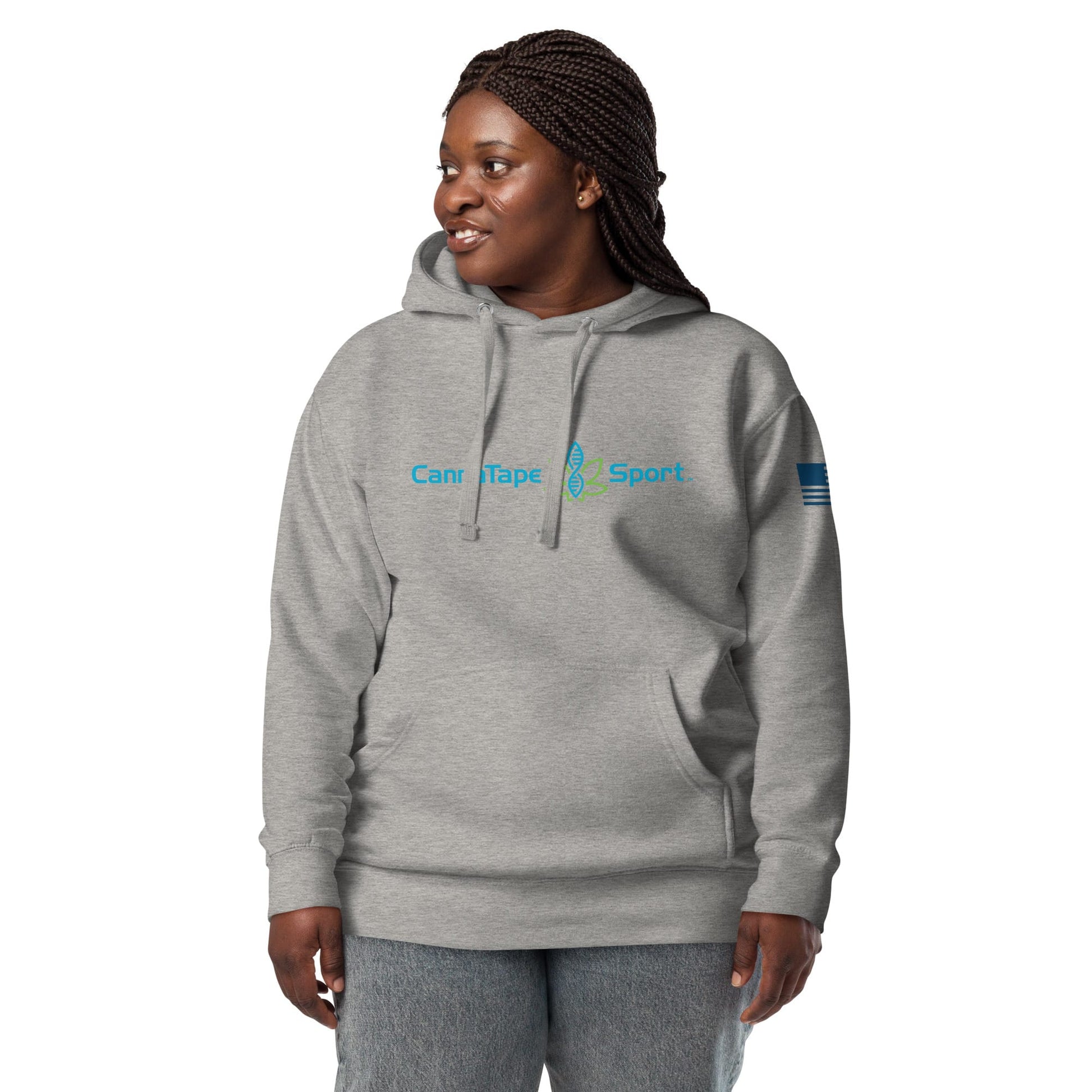 CannaTape Sport T-SHIRT S CannaTape Sport, Resolve Hoodie — Steel | Gray Graphic Pullover Hoodie Transdermal CBD best for pain and sore