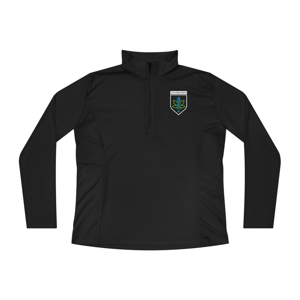 Printify Long-sleeve Black / XS CannaTape Sport Ladies Quarter-Zip Forged Pullover Transdermal CBD best for pain and sore