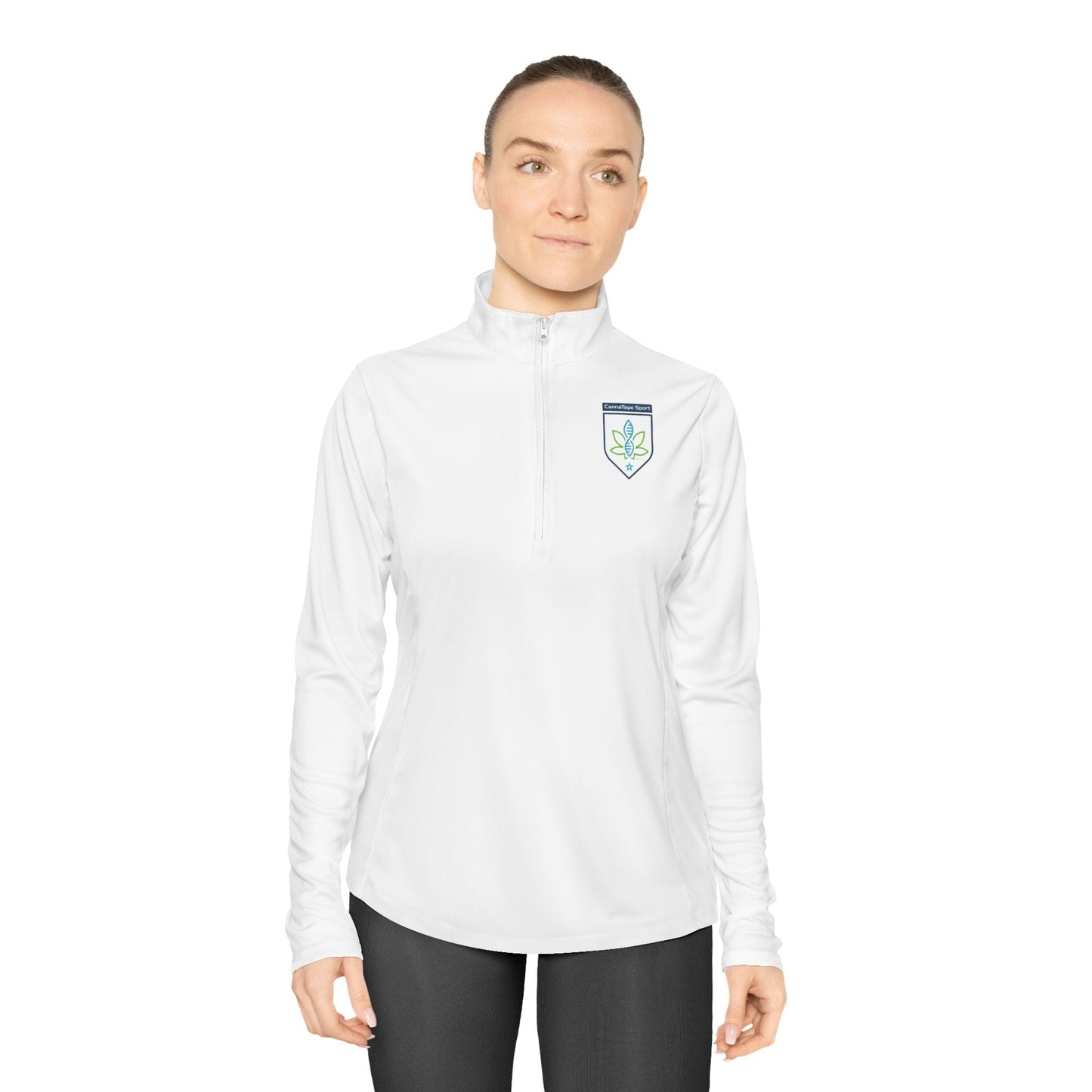 Printify Long-sleeve CannaTape Sport Ladies Quarter-Zip Forged Pullover Transdermal CBD best for pain and sore
