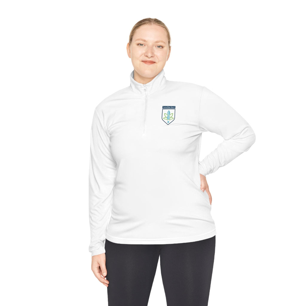Printify Long-sleeve CannaTape Sport Quarter-Zip Forged Pullover - Unisex Transdermal CBD best for pain and sore
