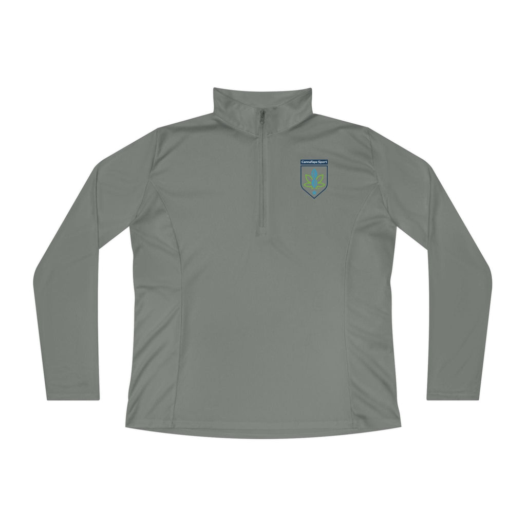 Printify Long-sleeve Grey Concrete / XS CannaTape Sport Ladies Quarter-Zip Forged Pullover Transdermal CBD best for pain and sore