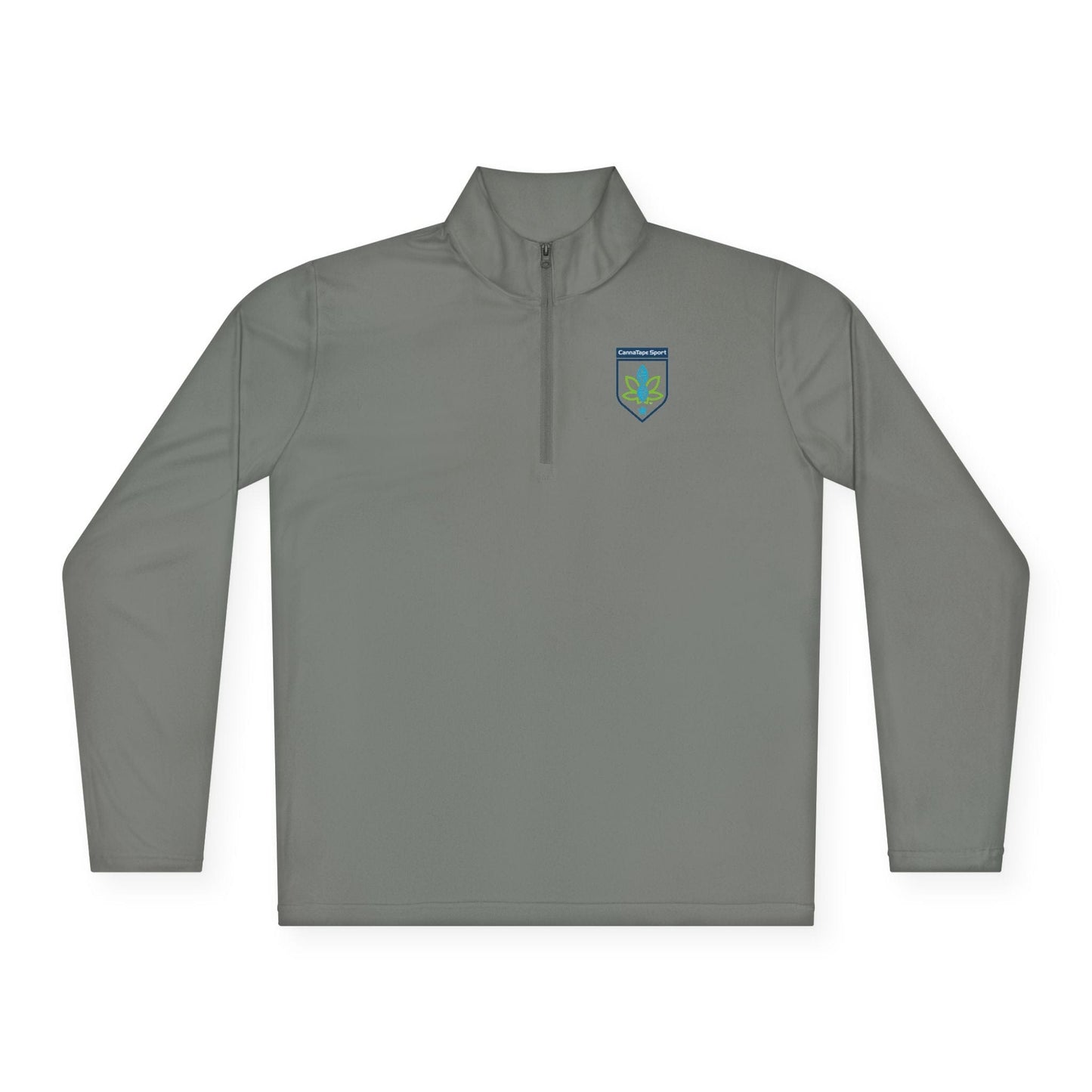 Printify Long-sleeve Grey Concrete / XS CannaTape Sport Quarter-Zip Forged Pullover - Unisex Transdermal CBD best for pain and sore
