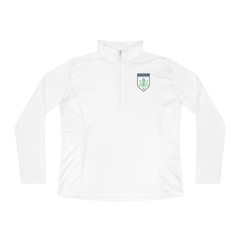 Printify Long-sleeve White / XS CannaTape Sport Ladies Quarter-Zip Forged Pullover Transdermal CBD best for pain and sore