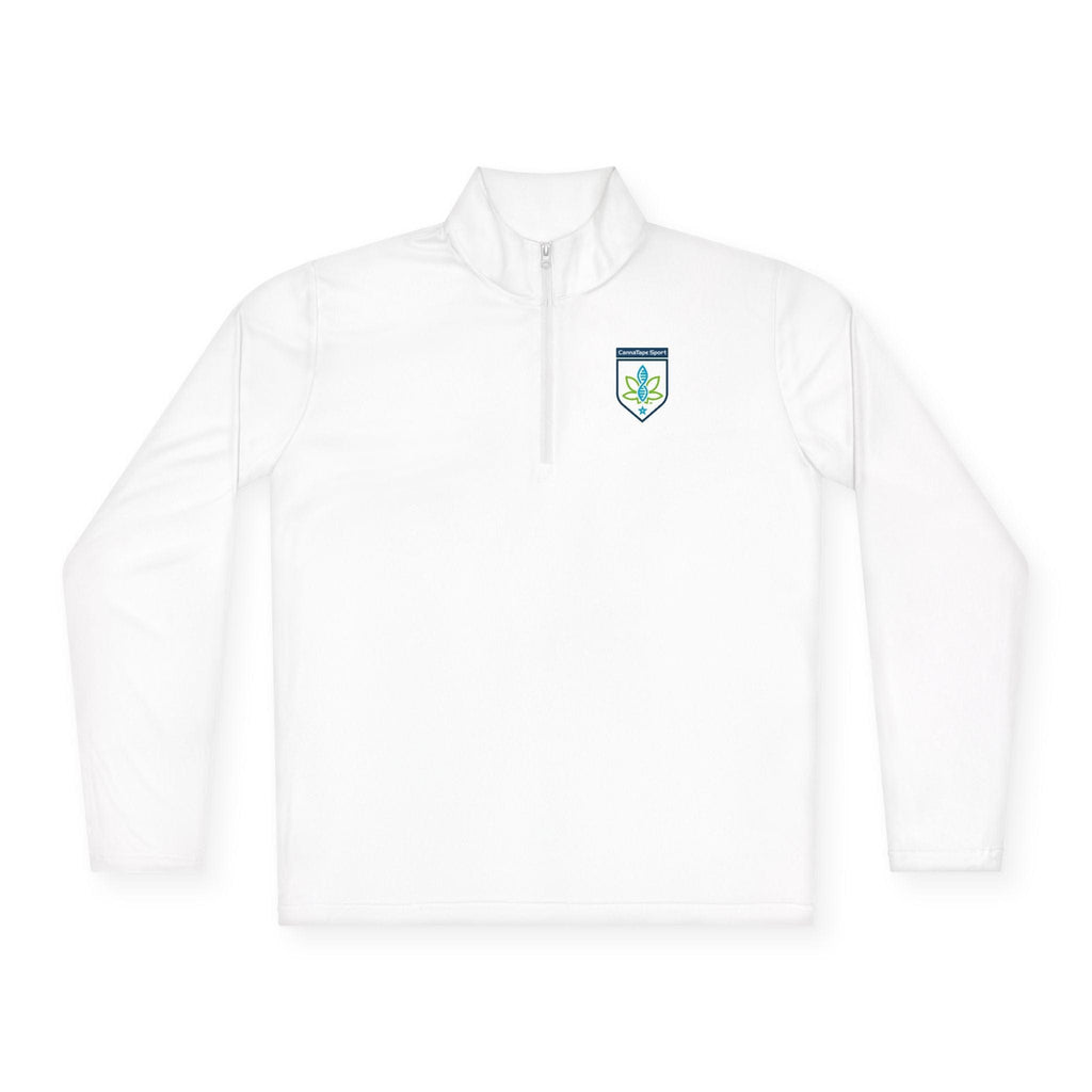 Printify Long-sleeve White / XS CannaTape Sport Quarter-Zip Forged Pullover - Unisex Transdermal CBD best for pain and sore