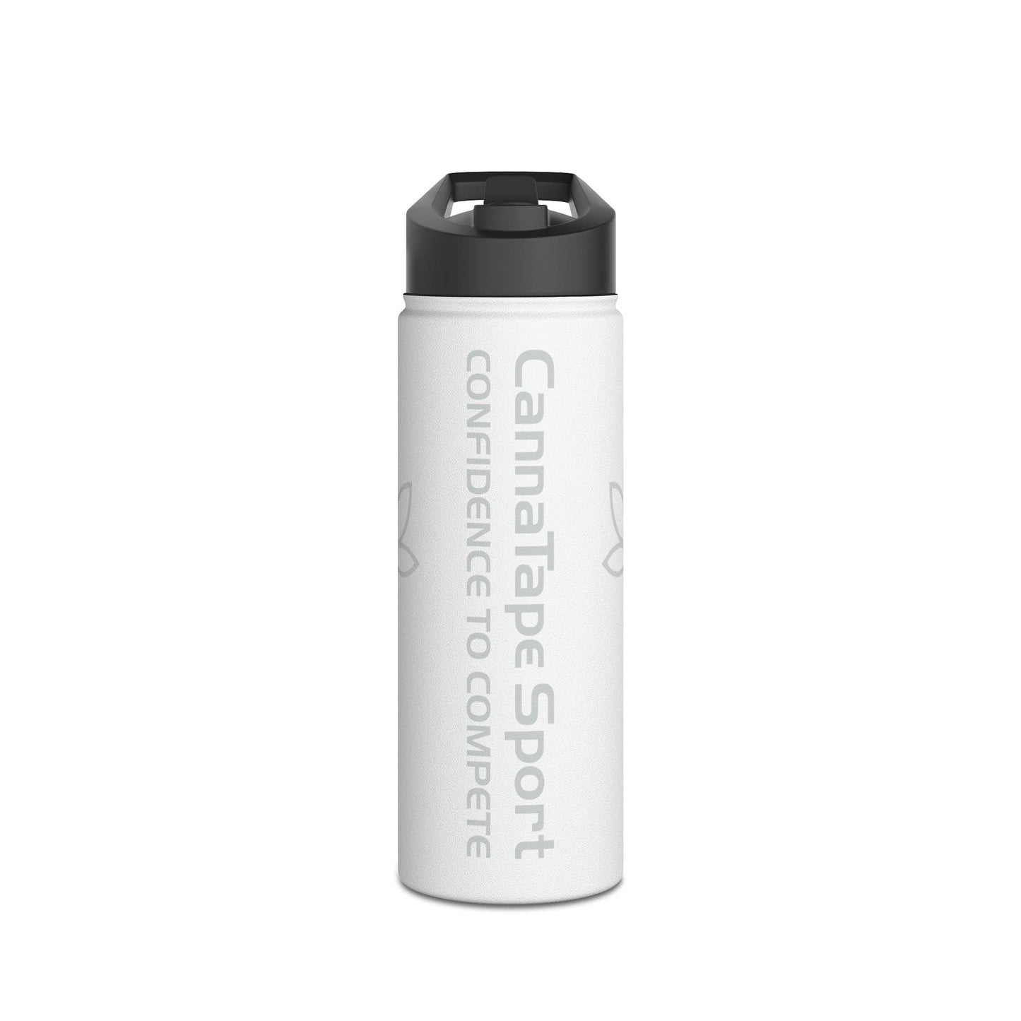 Printify Mug CannaTape Sport, Whiteout Stainless Steel Water Bottle 12oz, 18oz or 32oz, Standard Lid Transdermal CBD best for pain and sore