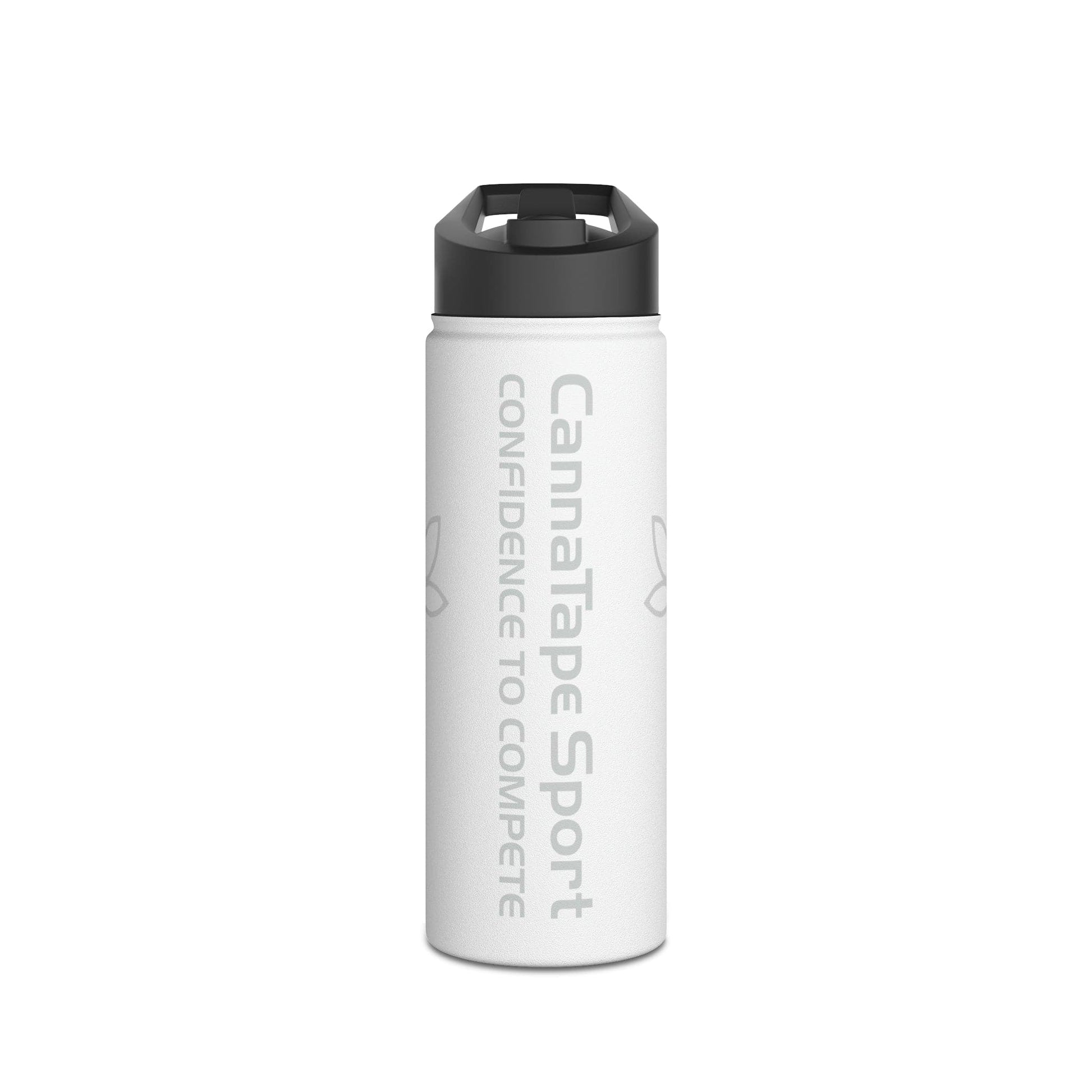 Printify Mug CannaTape Sport, Whiteout Stainless Steel Water Bottle 12oz, 18oz or 32oz, Standard Lid Transdermal CBD best for pain and sore