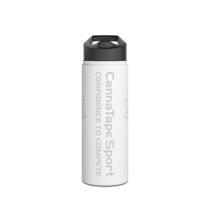 Printify Mug CannaTape Sport, Whiteout Stainless Steel Water Bottle 12oz, 18oz or 32oz, Standard Lid Transdermal CBD best for pain and sore
