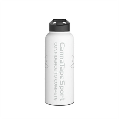 Printify Mug CannaTape Sport, Whiteout Stainless Steel Water Bottle 12oz, 18oz or 32oz, Standard Lid Transdermal CBD best for pain and sore