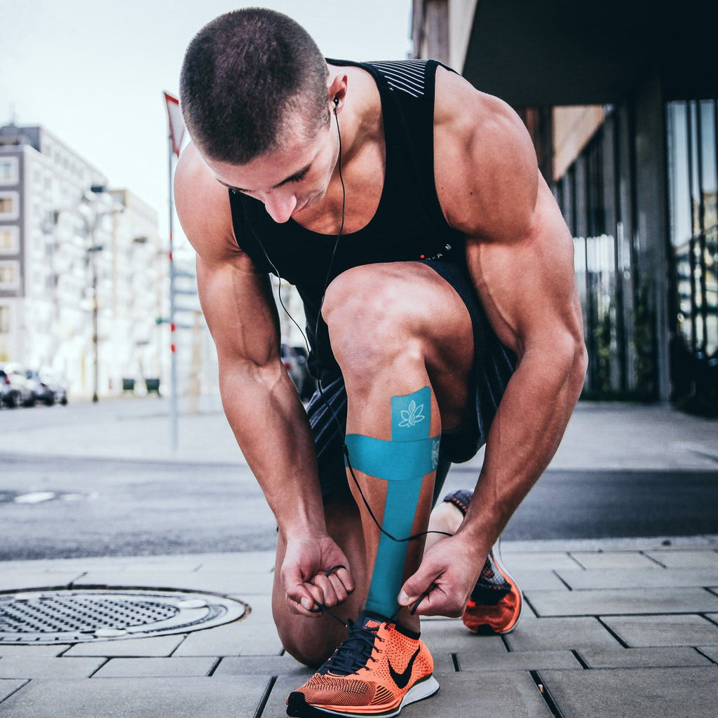 CannaTape Sport pain relief is the best natural way to fight soreness and inflammation from running and jogging. The best tape CBD Kinesiology tape including CBD and menthol help soothe aching muscles and relieve back, neck, shoulder, knee, ankle pain with easy application instructions. 