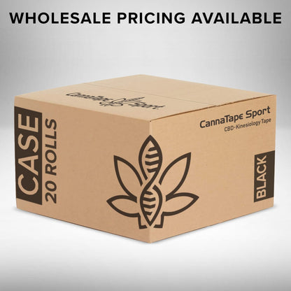 CannaTape Sport Exercise & Fitness Series 2: Case - 20 Rolls, CannaTape Sport CBD + Kinesiology Black Tape Transdermal CBD best for pain and sore