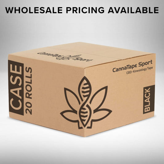 CannaTape Sport Exercise & Fitness Series 2: Case - 20 Rolls, CannaTape Sport CBD + Kinesiology Black Tape Transdermal CBD best for pain and sore