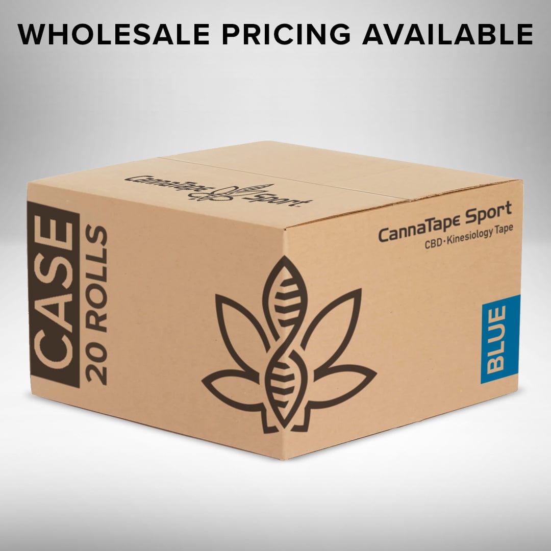 CannaTape Sport Exercise & Fitness Series 2: Case - 20 Rolls, CannaTape Sport CBD + Kinesiology Blue Tape Transdermal CBD best for pain and sore
